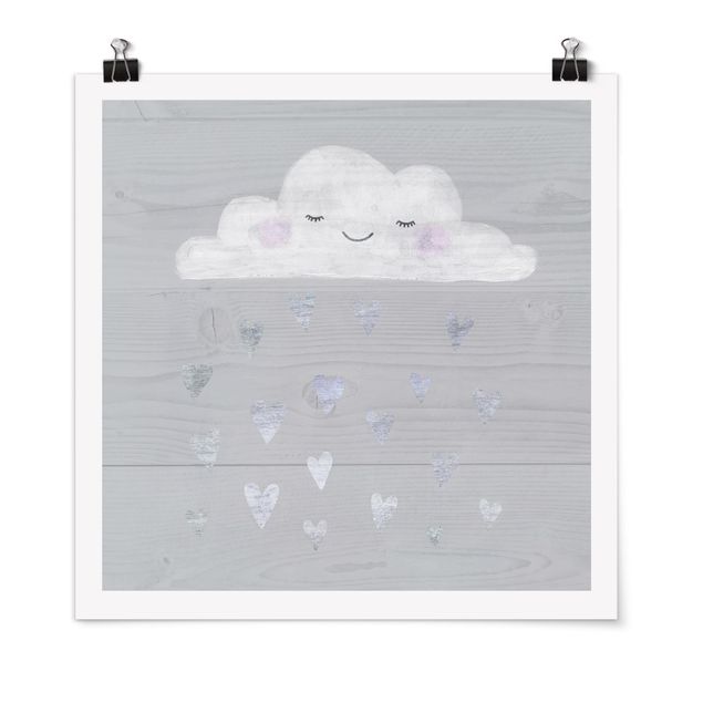 Poster - Nube con cuori d'argento - Quadrato 1:1