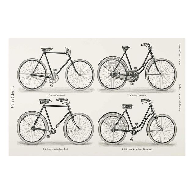 Quadro in vetro - Vintage Poster Biciclette - Verticale 3:2