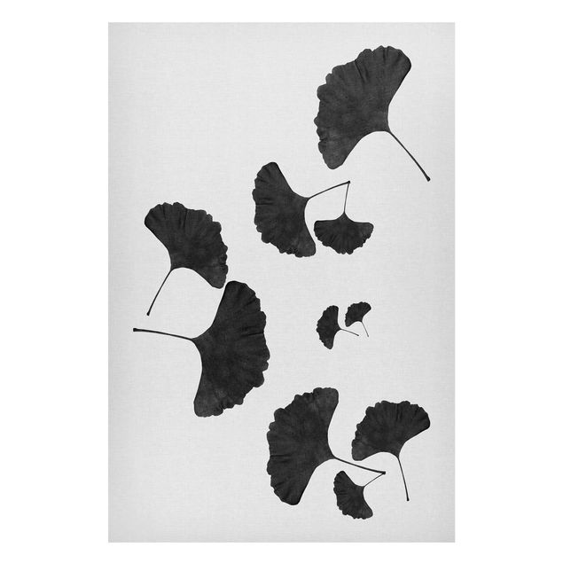 Lavagna magnetica nero Composizione di ginkgo in bianco e nero