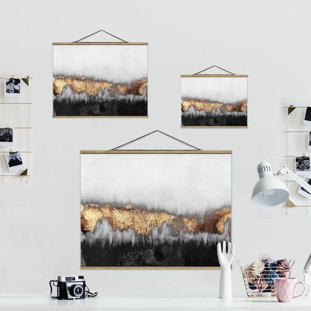 Foto su tessuto da parete con bastone - Elisabeth Fredriksson - Tracce d'oro in acquerello - Orizzontale 3:4