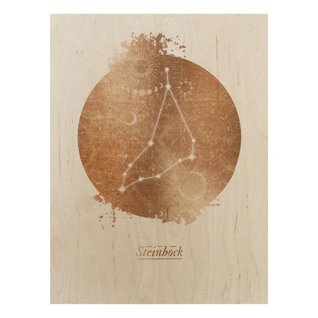 Stampa su legno - Segno zodiacale Capricorno oro - Verticale 4:3