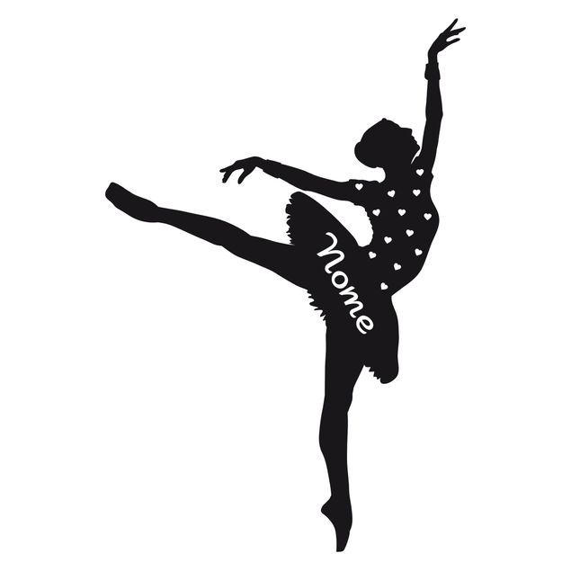 Adesivo murale No.RS105 Ballerina con nome personalizzato