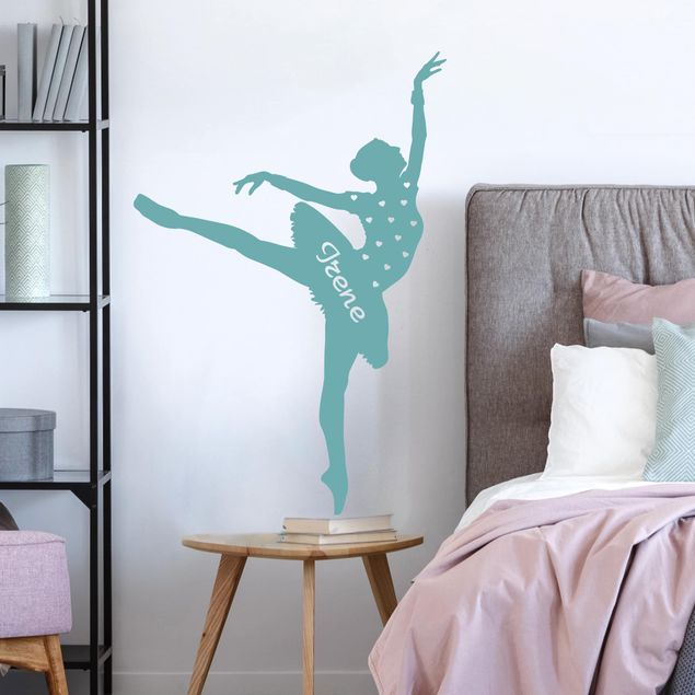 Adesivo murale No.RS105 Ballerina con nome personalizzato