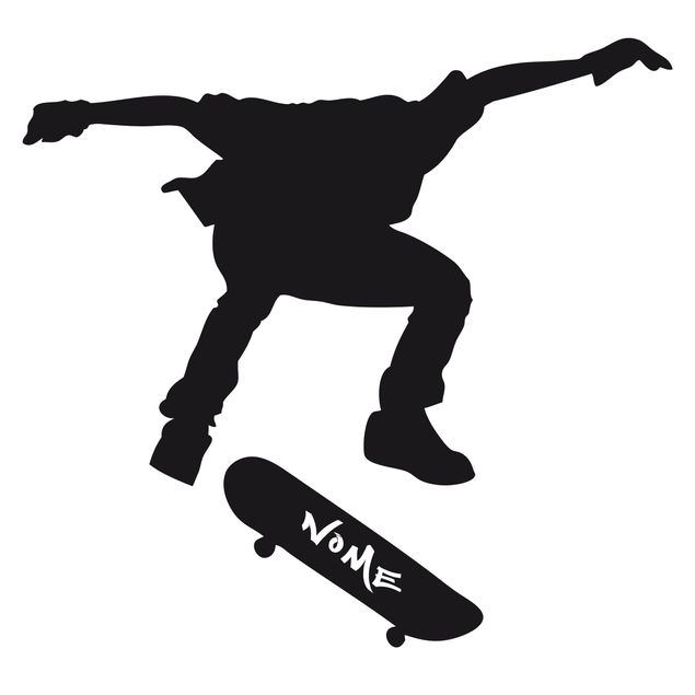 Adesivo murale No.RS120 Skateboarder con nome personalizzato