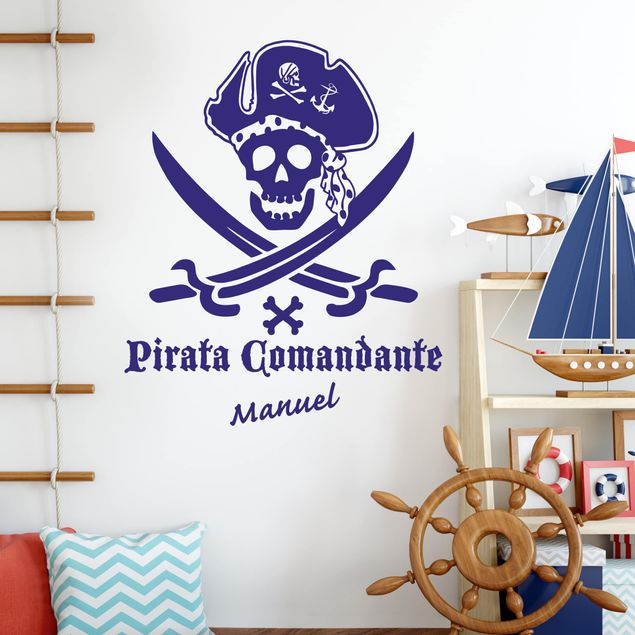 Adesivo murale No.SF622 Pirata Comandante con testo persnalizzato