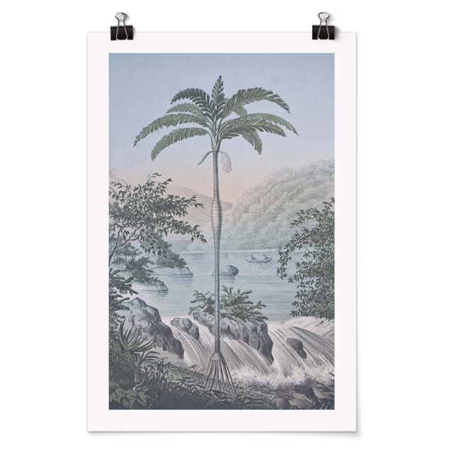 Poster - Vintage Illustrazione - Paesaggio Con La Palma - Verticale 3:2