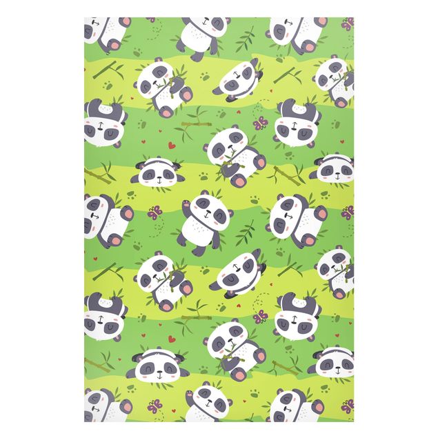 Lavagna magnetica - Teneri panda su prato verde