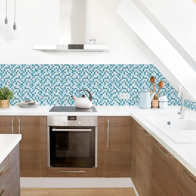 Rivestimenti cucina di plastica Piastrelle mosaico blu turchese