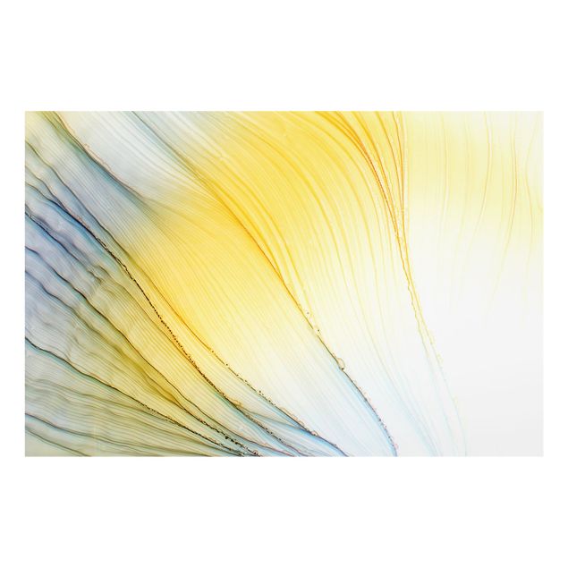 Paraschizzi in vetro - Danza di colori mélange in giallo miele - Formato orizzontale 3:2