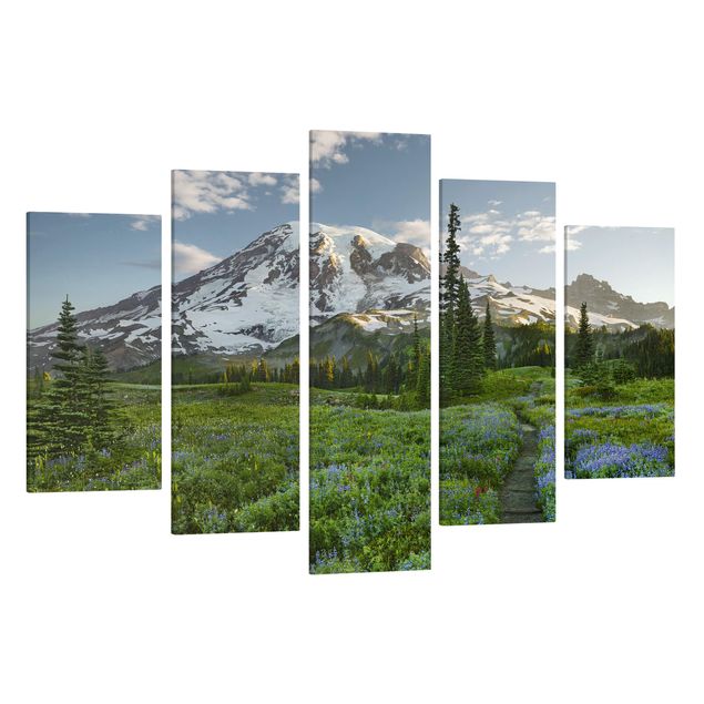 Stampe su tela paesaggio Vista sulla montagna Sentiero tra i prati