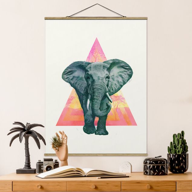 stampe animali Illustrazione - Elefante fronte triangolo pittura