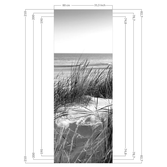 Rivestimento per doccia - Dune di sabbia al mare in bianco e nero