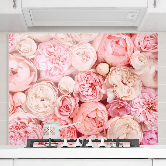 paraschizzi cucina vetro magnetico Rose Rosa Corallo Shabby