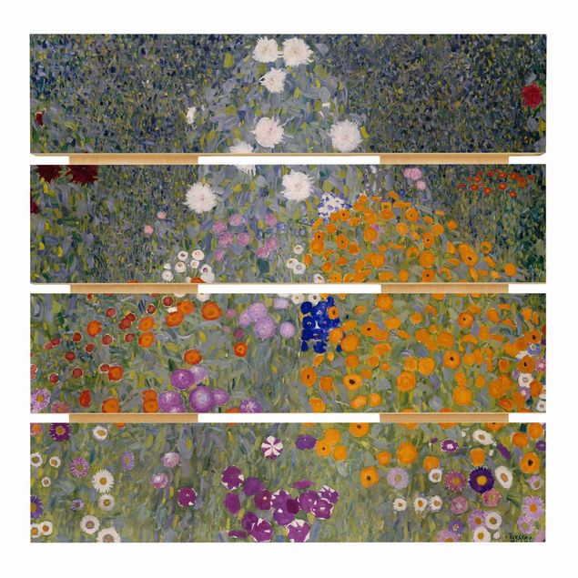 Stampa su legno - Gustav Klimt - Cottage Garden - Quadrato 1:1