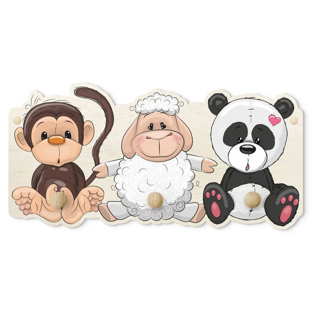 Appendiabiti per bambini - Scimmia pecora e panda