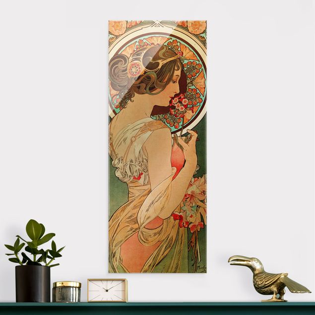 Lavagna magnetica in vetro Alfons Mucha - Primula
