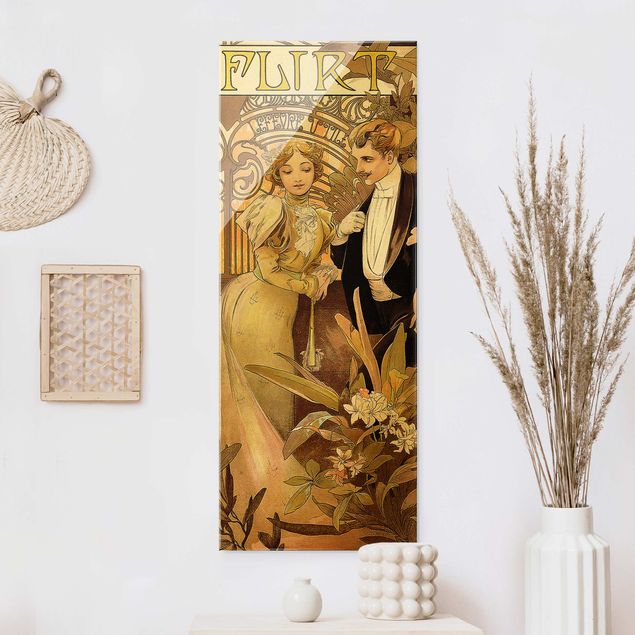 Lavagna magnetica in vetro Alfons Mucha - Poster pubblicitario per i biscotti Flirt