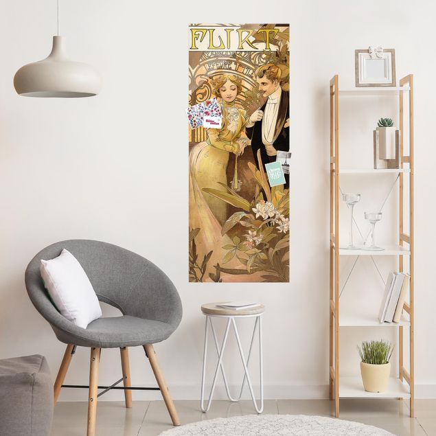 Lavagna magnetica in vetro Alfons Mucha - Poster pubblicitario per i biscotti Flirt