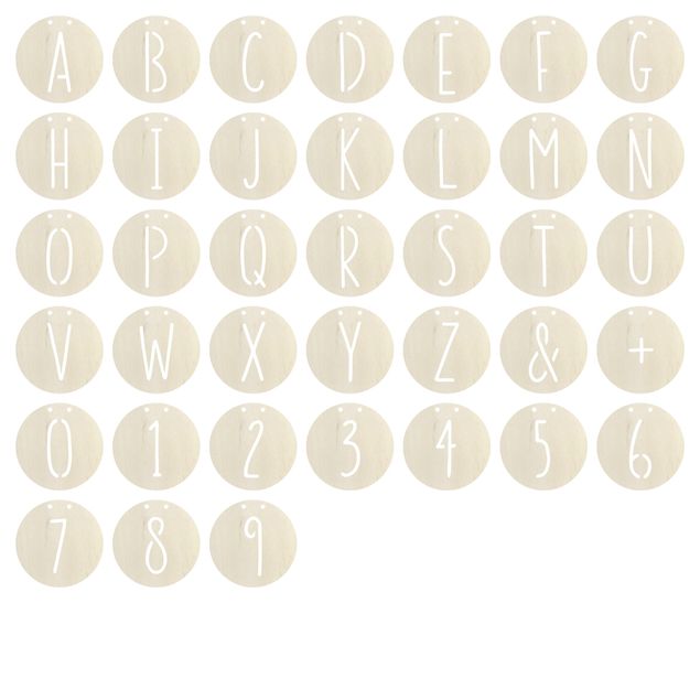 Decorazione da parete lettera in legno taglie M & L - Alfabeto cerchio