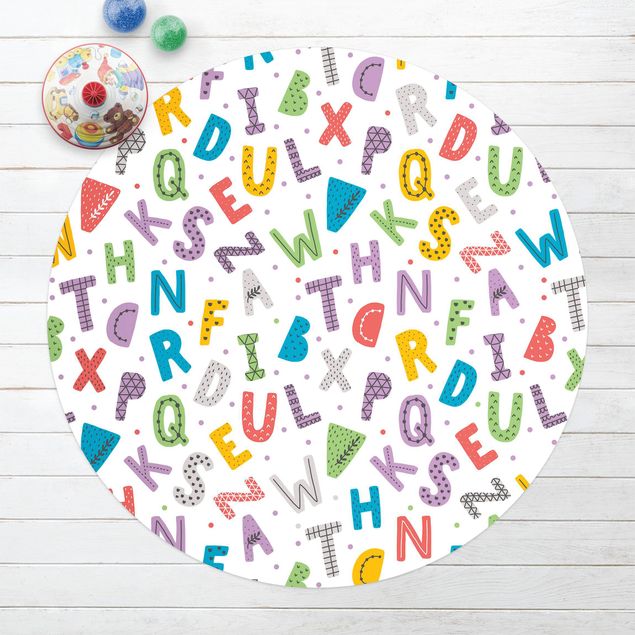 Tappeti da esterno Alfabeto con cuori e puntini in colori vivaci