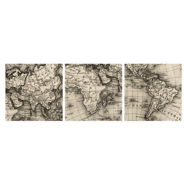 Stampa su tela 3 parti - Old World Map Details - Quadrato 1:1