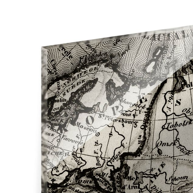 Quadro in vetro - Antica cartina geografica - 3 parti