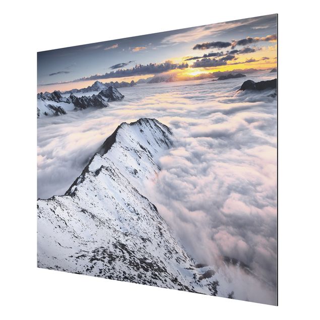 Quadro in alluminio - View of clouds and mountains
