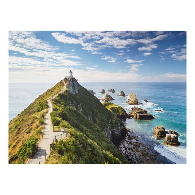 Quadro in alluminio - Nugget Point Lighthouse and sea New Zealand