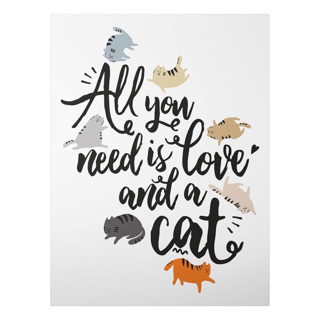 Quadro in alluminio - All You Need Is Love And A Cat