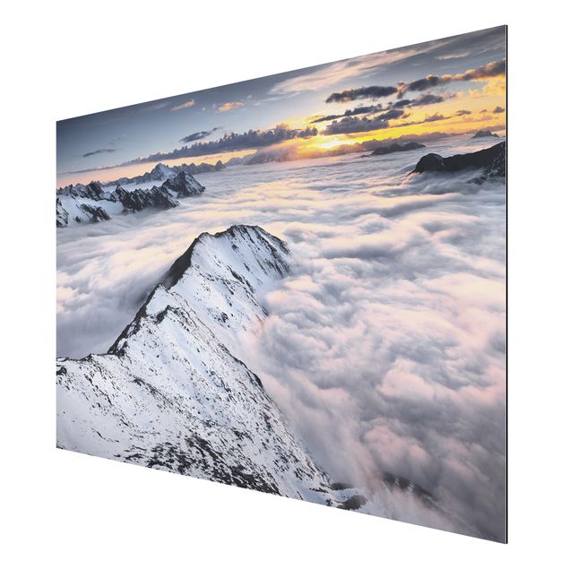Quadro in alluminio - View of clouds and mountains