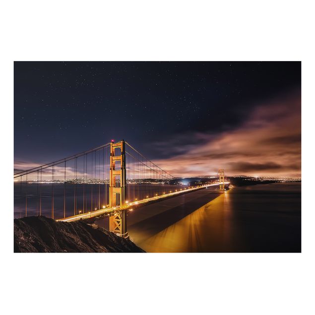Quadro in alluminio - Golden Gate e stelle