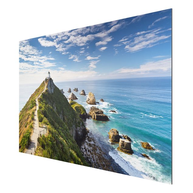Quadro in alluminio - Nugget Point Lighthouse and sea New Zealand