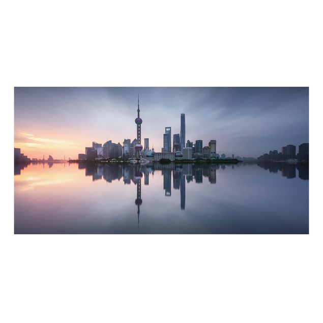 Quadro in alluminio - Skyline di Shanghai Mattina Mood