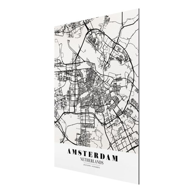 Quadro in alluminio - Amsterdam City Map - Classic