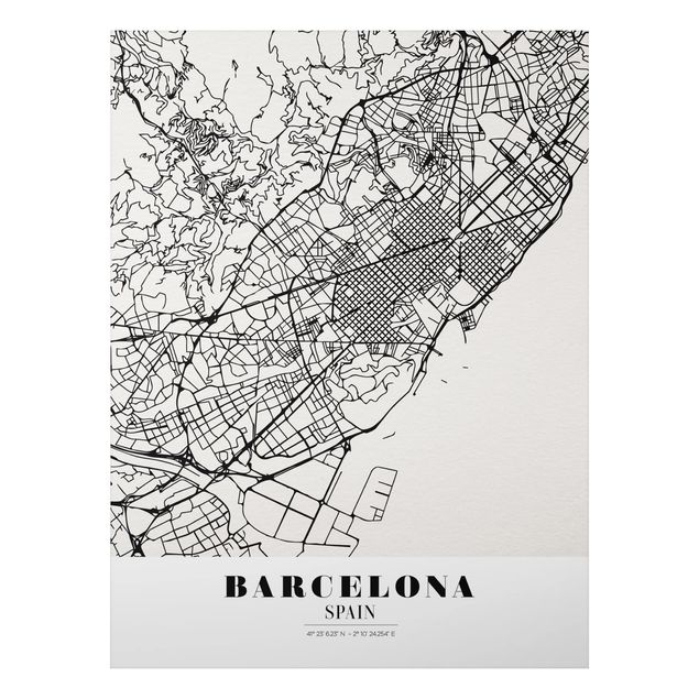 Quadro in alluminio - Barcelona City Map - Classic