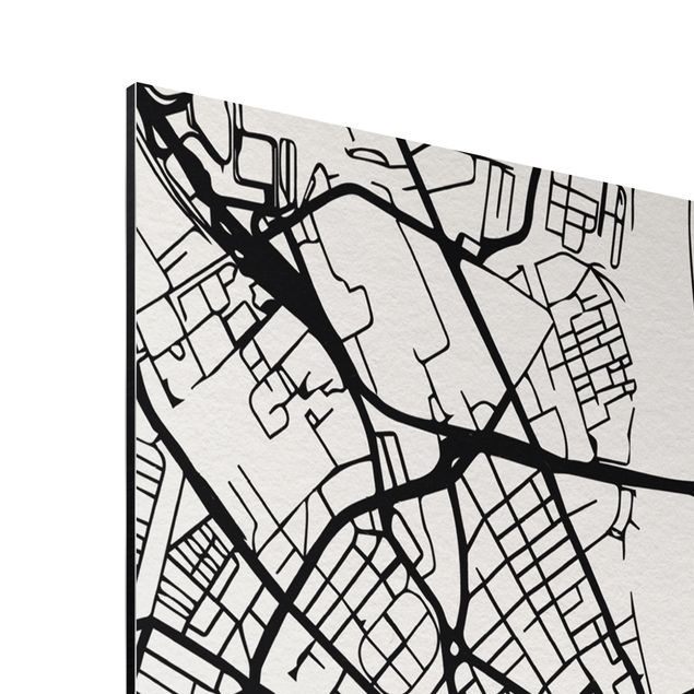 Quadro in alluminio - Basel City Map - Classic