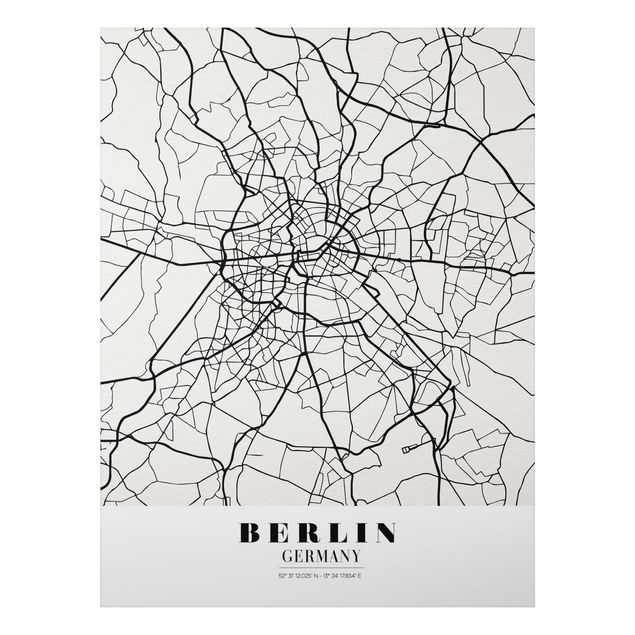 Quadro in alluminio - Berlin City Map - Classic