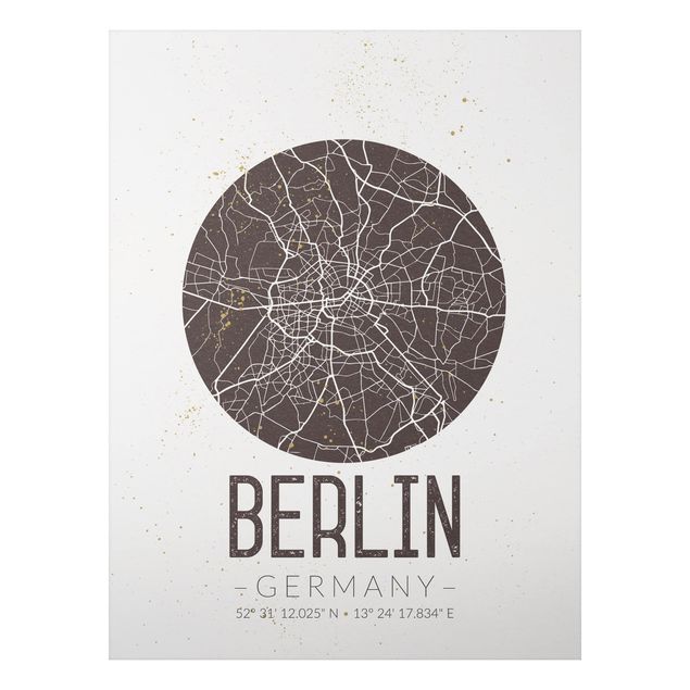 Quadro in alluminio - Berlin City Map - Retro