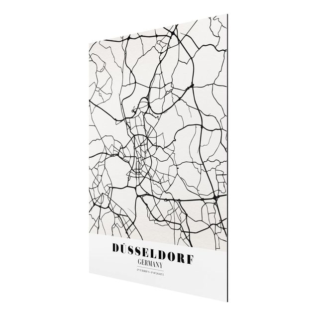 Quadro in alluminio - Dusseldorf City Map - Classic