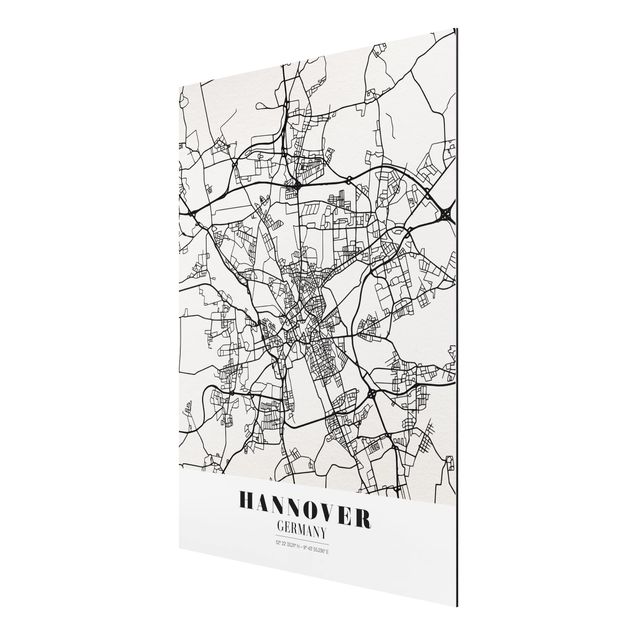 Quadro in alluminio - Hannover City Map - Classic