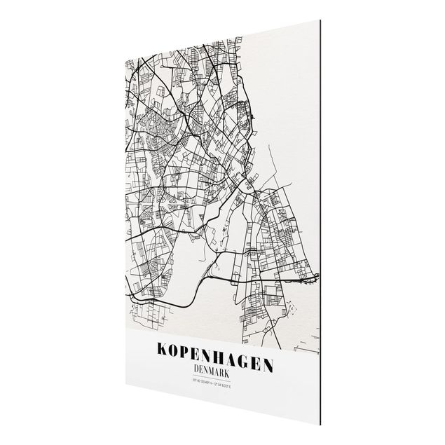 Quadro in alluminio - Copenhagen City Map - Classic