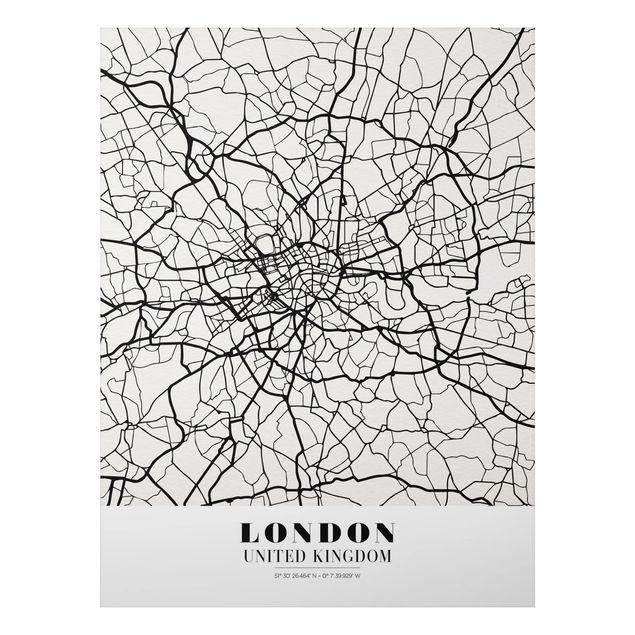 Quadro in alluminio - London City Map - Classic