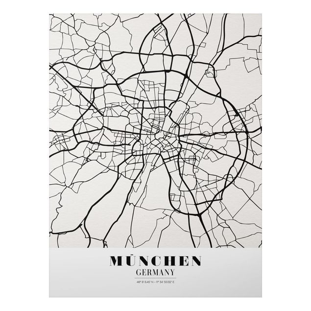 Quadro in alluminio - Munich City Map - Classic