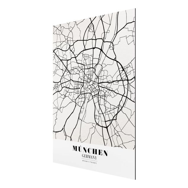 Quadro in alluminio - Munich City Map - Classic