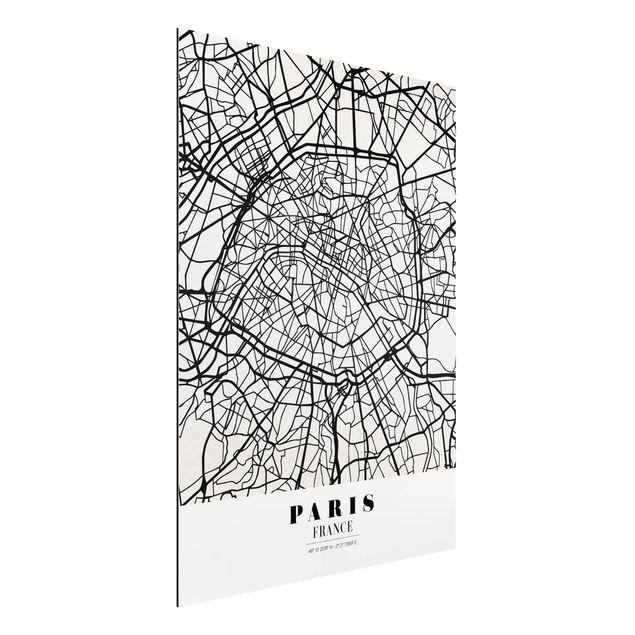Quadro in alluminio - Paris City Map - Classic