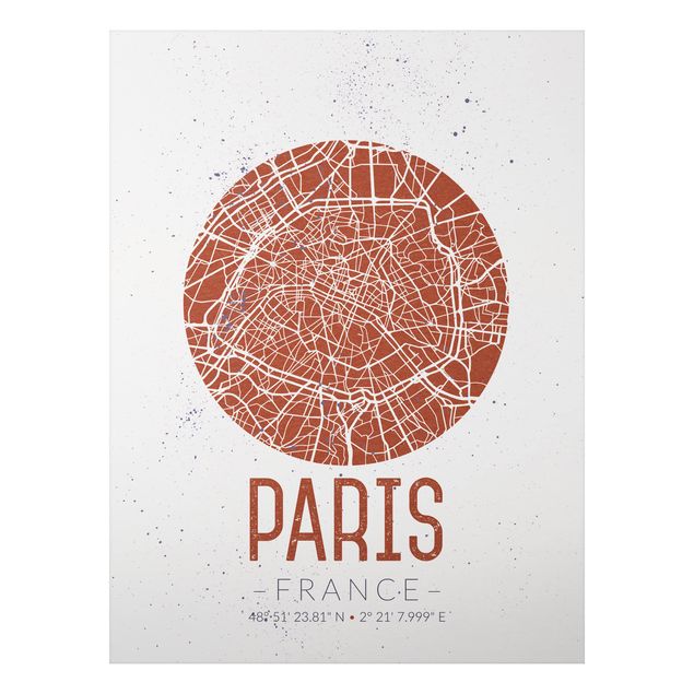 Quadro in alluminio - Paris City Map - Retro
