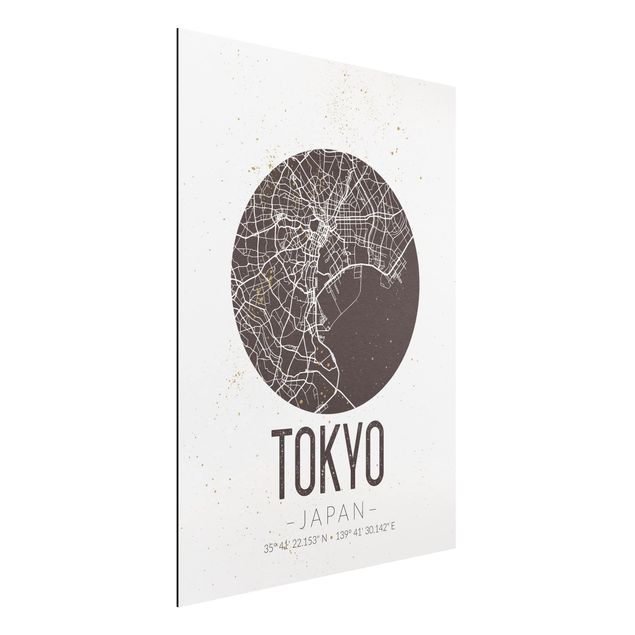 Quadro in alluminio - Tokyo City Map - Retro