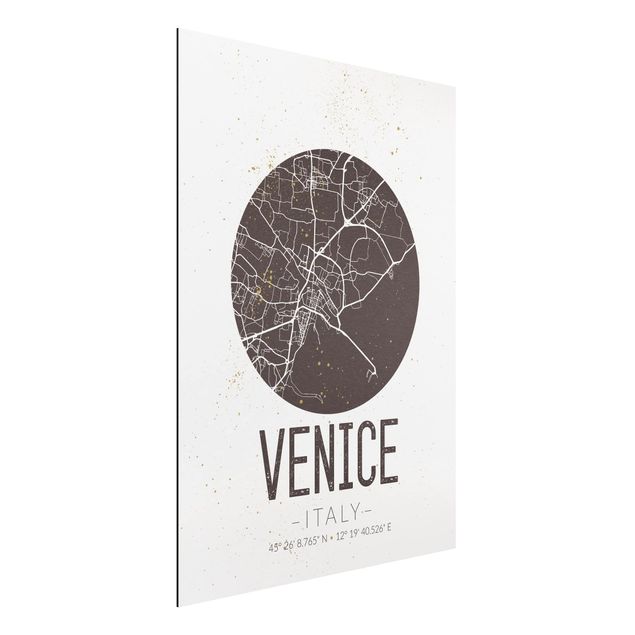 Quadro in alluminio - Venice City Map - Retro