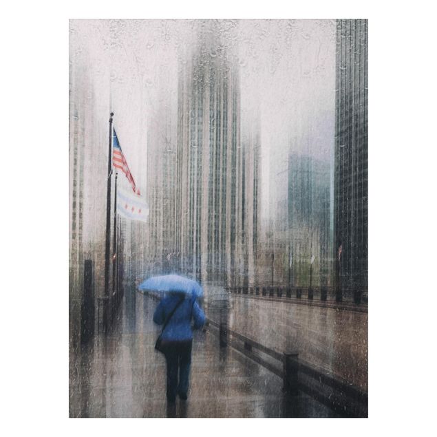Quadro in alluminio - Rainy Chicago