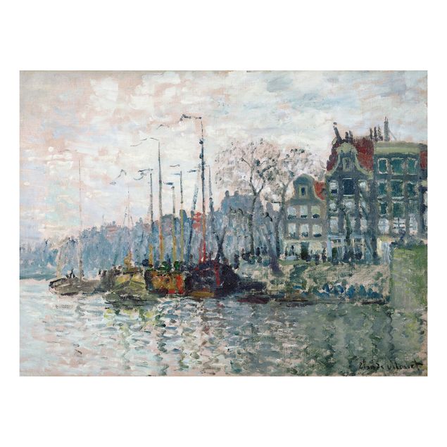 Quadro in alluminio - Claude Monet - Vista del Prins Hendrikkade e il Kromme Waal di Amsterdam - Impressionismo